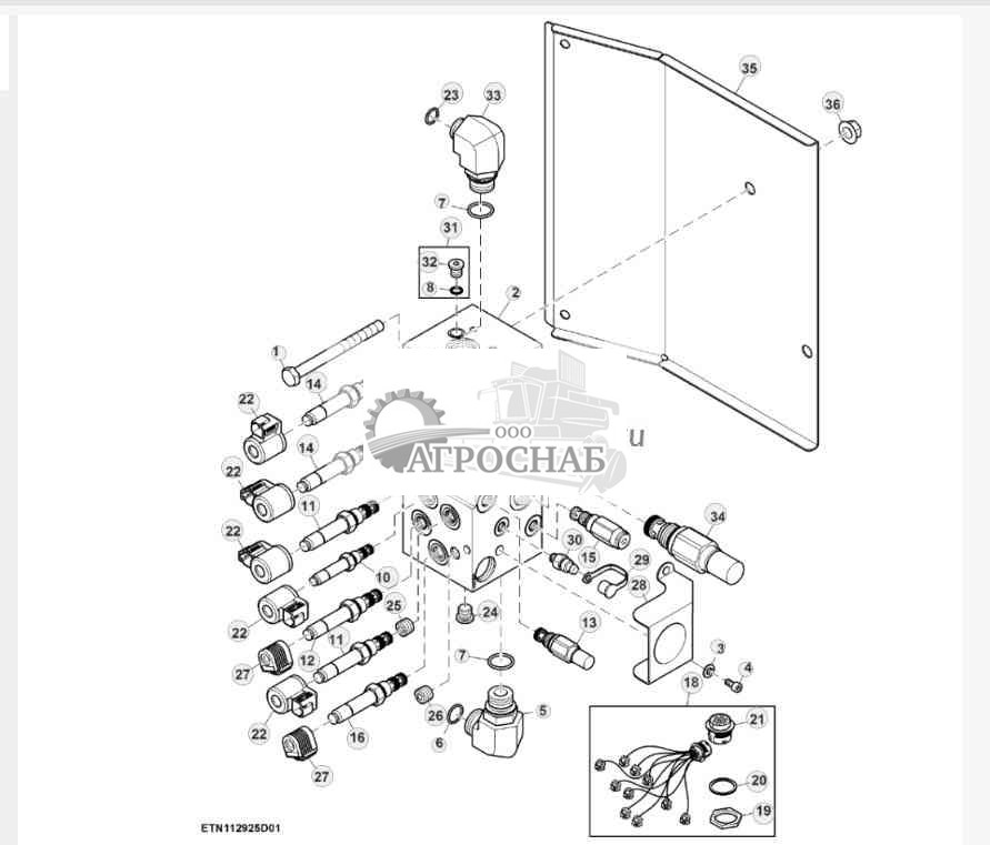 Клапан управления, 7 функций, HillMaster™ (1 из 2) 